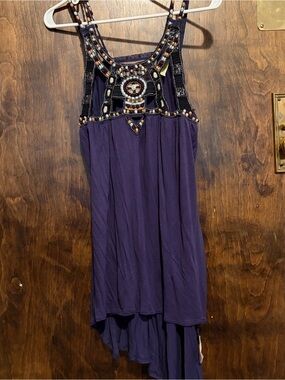 Free People Purple Beaded Tank Top